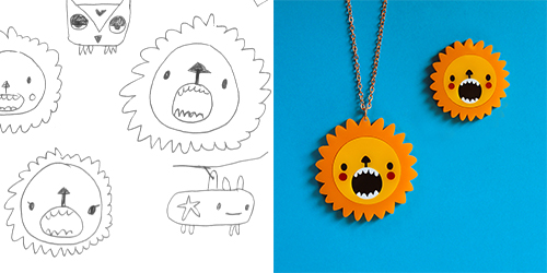 Quirky Doodllery Lion necklace