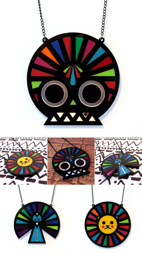 Little Moose geometric face necklaces