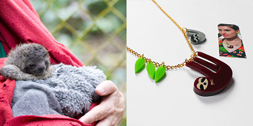 Little Moose Sloth Family Necklace
