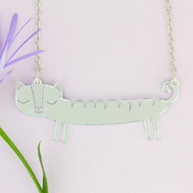 'Catnap' Mini Silver Sausage Cat Necklace