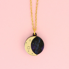 Crescent Moon Gold Charm Necklace