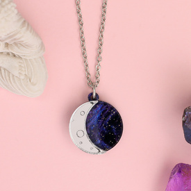 Crescent Moon Silver Charm Necklace