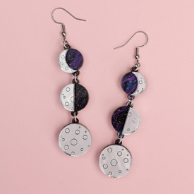 Moon Phase Silver Earrings Triple