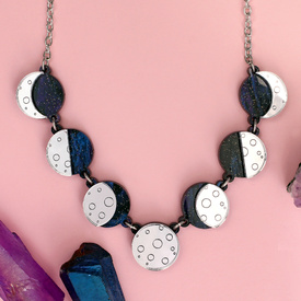 Moon Phase Silver Necklace