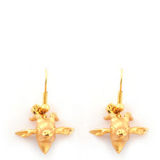 Gold Antelope earrings by Bill Skinner