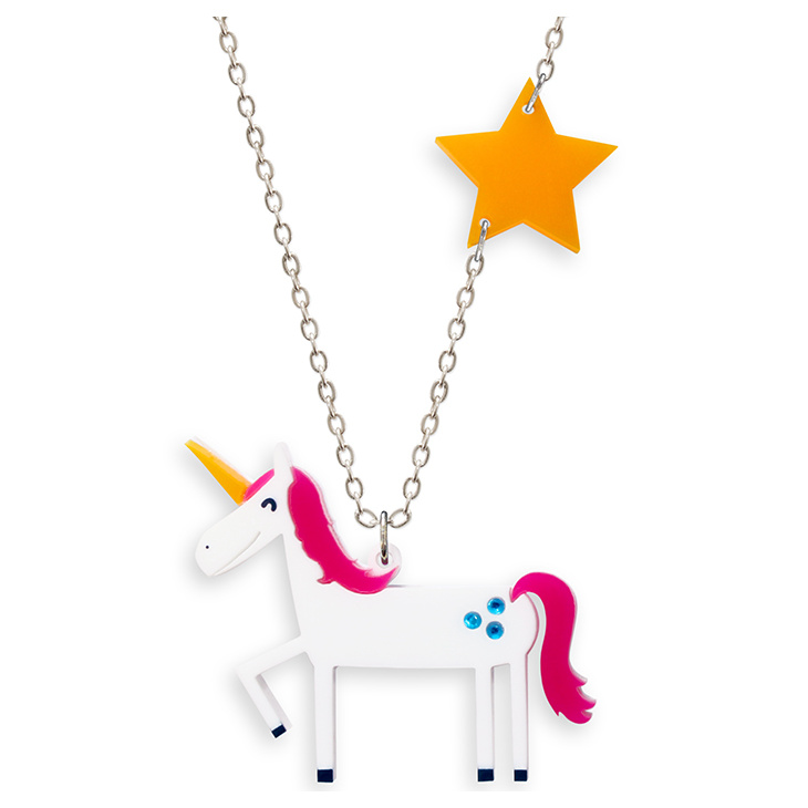 Space Unicorn Necklace with star charm