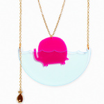 Cute laser cut perspex elephant in water necklace