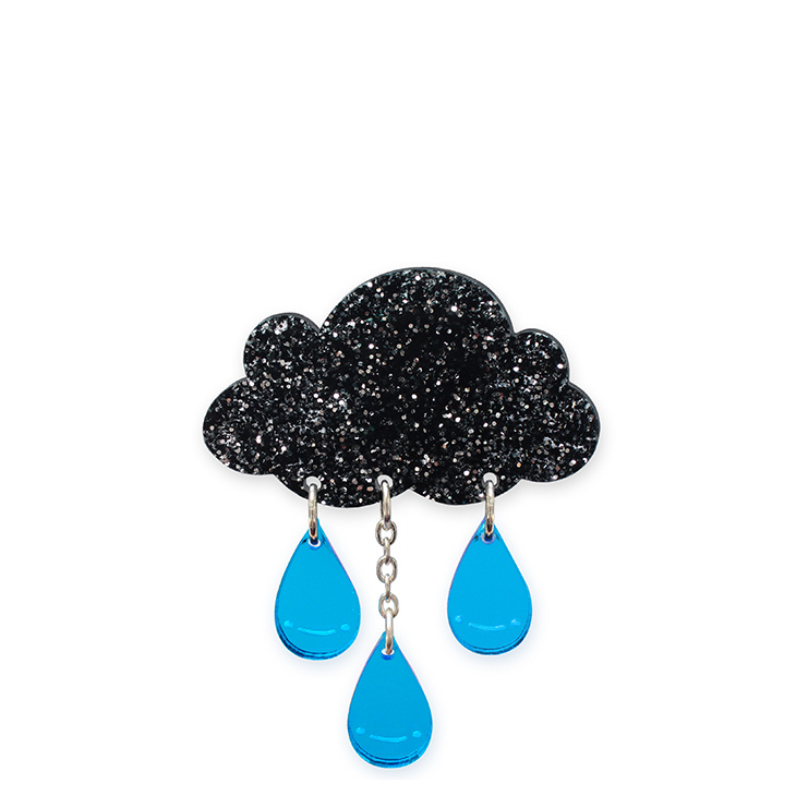 Stylish laser cut raincloud brooch