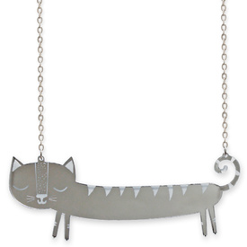 'Catnap' Silver Sausage Cat Necklace