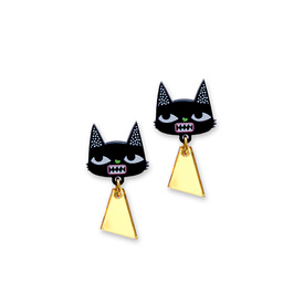 'Idol Eyes' Black Cat Stud Earrings