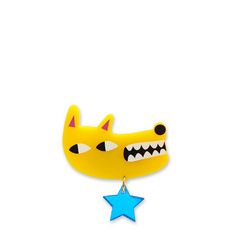 'Idol Eyes' Yellow Dog Brooch