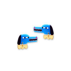 'Idol Eyes' Blue Dog Stud Earrings