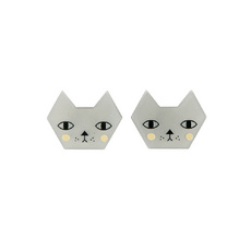 'Faces' Cat Stud Earrings