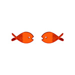 Lasercut orange fish earrings with elegant etched detail.