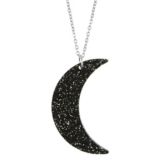 Glitter Black Moon Necklace