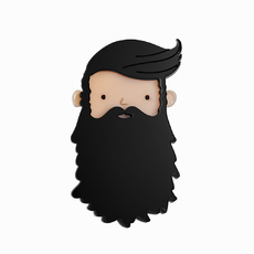 Beardies Black Brooch