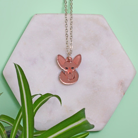 Fennec Fox Charm Necklace - Rose Gold
