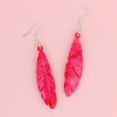 Flamingo Feather Earrings