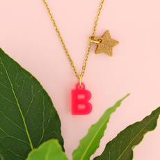Pink Letter Charm Necklace