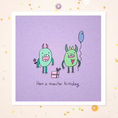 Lilac 'Have a Monster Birthday' Monster Pair Greeting Card by Carrie Lewis