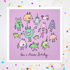 Lilac 'Have a Monster Birthday' Greeting Card by Carrie Lewis