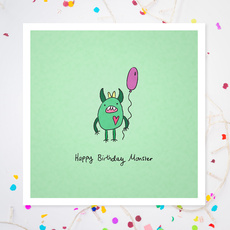 Green 'Birthday Monster' Greeting Card by Carrie Lewis