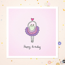 Pink 'Happy Birthday' Ballet Monster Greeting Card by Carrie Lewis