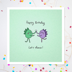 Green 'Let's Dance' Greeting Card by Carrie Lewis
