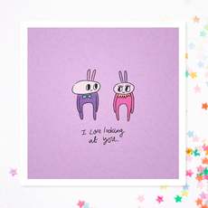 Lilac 'I Love Looking at You' Greeting Card by Carrie Lewis