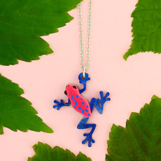 Strawberry Poison-Dart Frog Charm Necklace