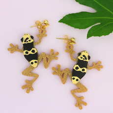 Yellow Banded Poison-Dart Frog Statement Earrings