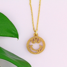 Glitter Gold Smiling Face Necklace