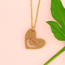 Glitter Gold Smiling Heart Necklace