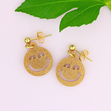Glitter Gold Smiling Face Charm Earrings