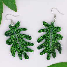 Glitter Philodendron Leaf Earrings