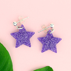 Lilac Glitter Star Studs