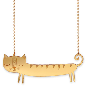 'Catnap' Gold Sausage Cat Necklace