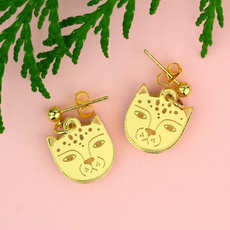 Gold Leopard Stud Earrings