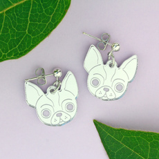 Boston Terrier Dog Silver Stud Earrings