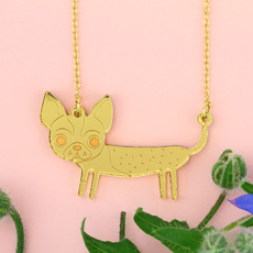 Gold Boston Terrier Dog Necklace