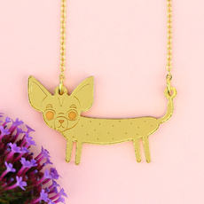 Gold Chihuahua Dog Necklace