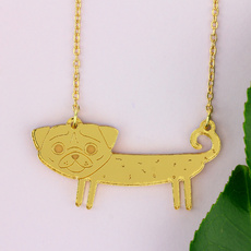 Gold Pug Dog Necklace