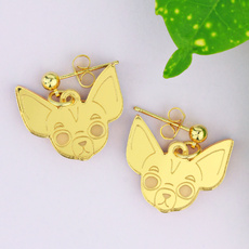 Chihuahua Gold Dog Stud Earrings