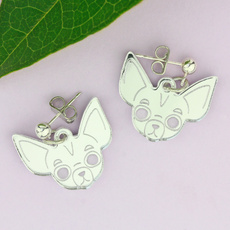 Chihuahua Dog Silver Stud Earrings