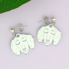 Dachshund Dog Silver Stud Earrings