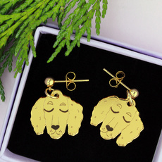 Dachshund Dog Gold Stud Earrings