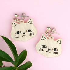 Large Cat Face Earrings
